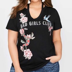 Black & Floral Print “BAD GIRLS CLUB” tshirt